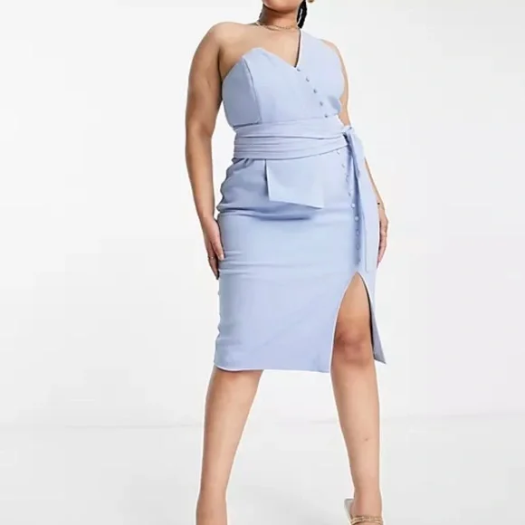 Lavish Alice one shoulder orgami blue dress size 14 NWT bridesmaids - Picture 3 of 3